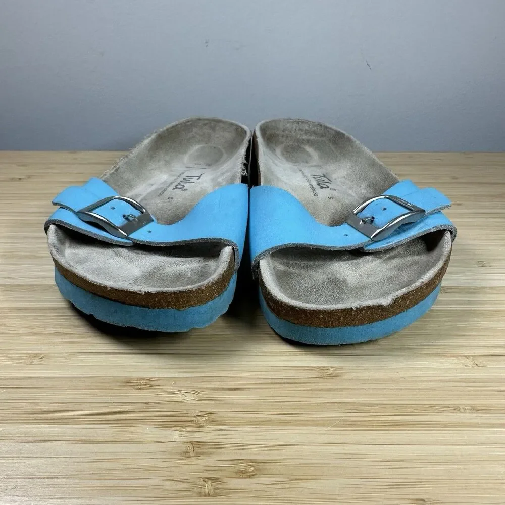 Tula Madrid By Birkenstock Sandals Size 36 Women Turquoise Leather Buckle Slide